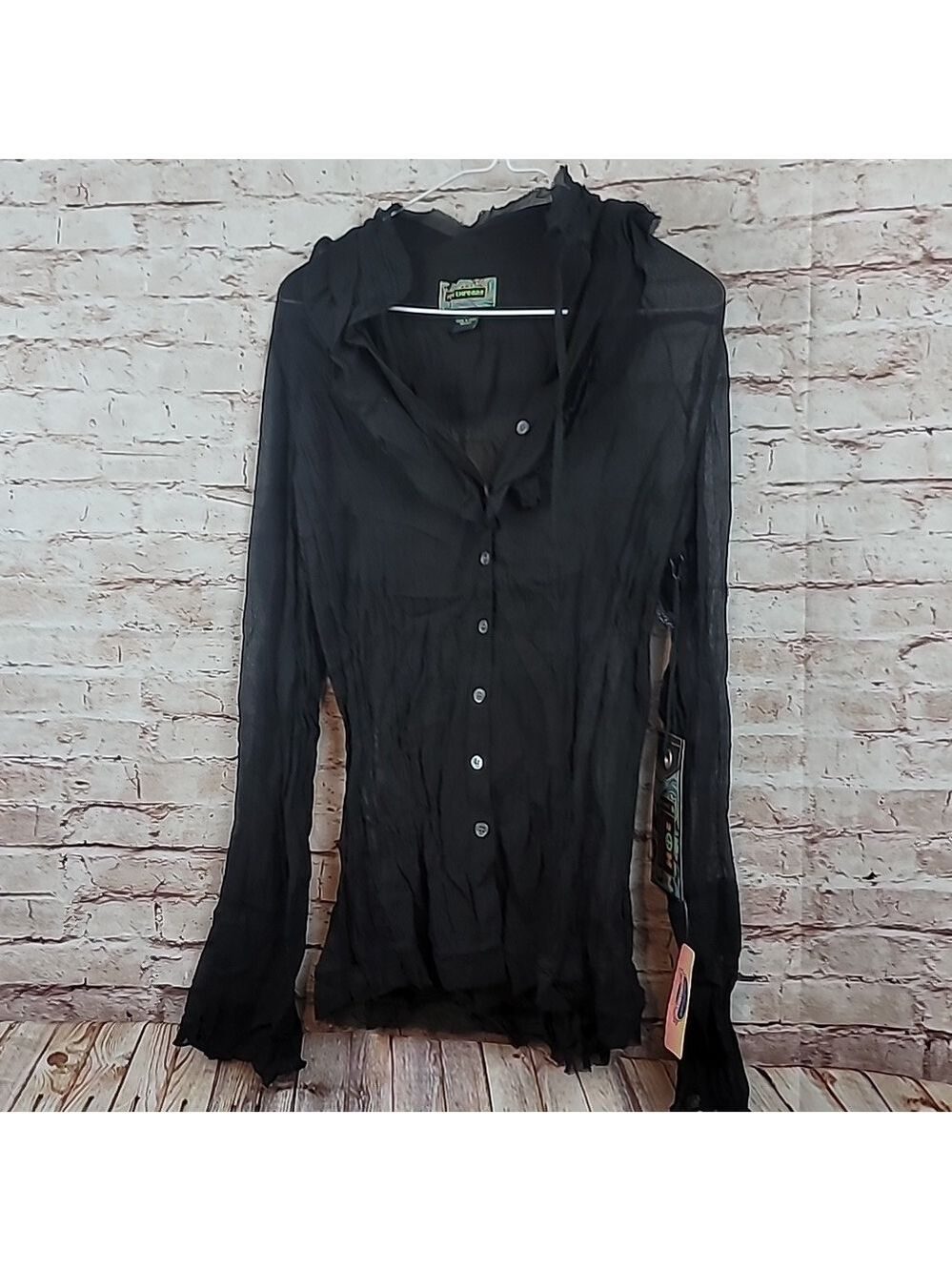2oh 2 old hippies threads black silk shirt nwt Women's small